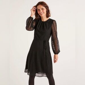 Boden Jenna Black Dot Embroidered Dress, US 4L